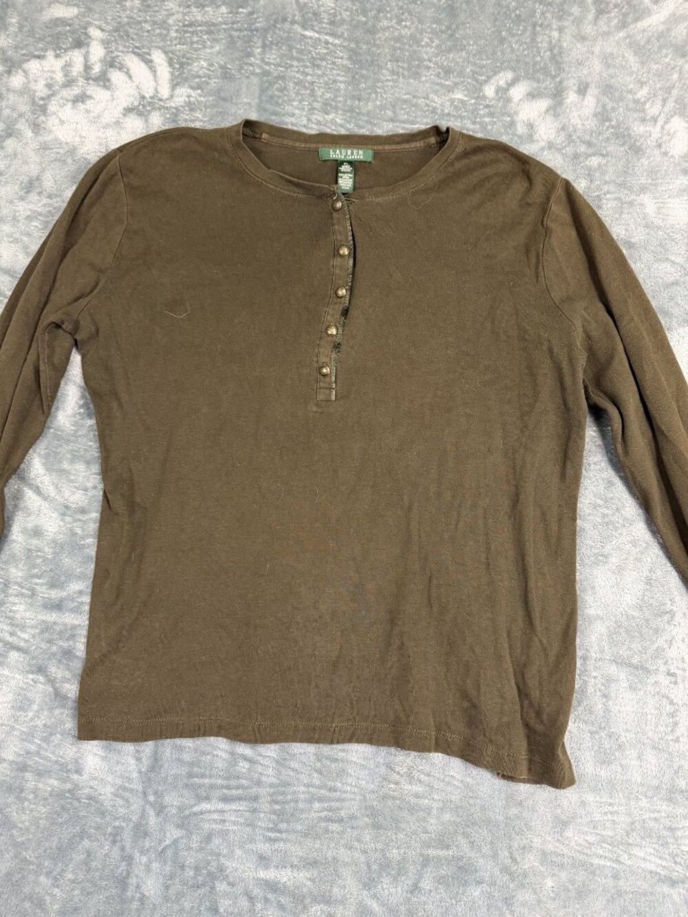 Lauren Ralph Lauren Womens Brown Long Sleeve Henley Shirt XL